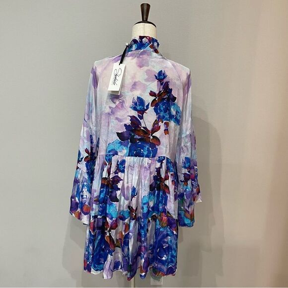 𝅺NWT Shahida Parides Floral Print Blouson Sleeve Dress Size XL - Picture 9 of 15